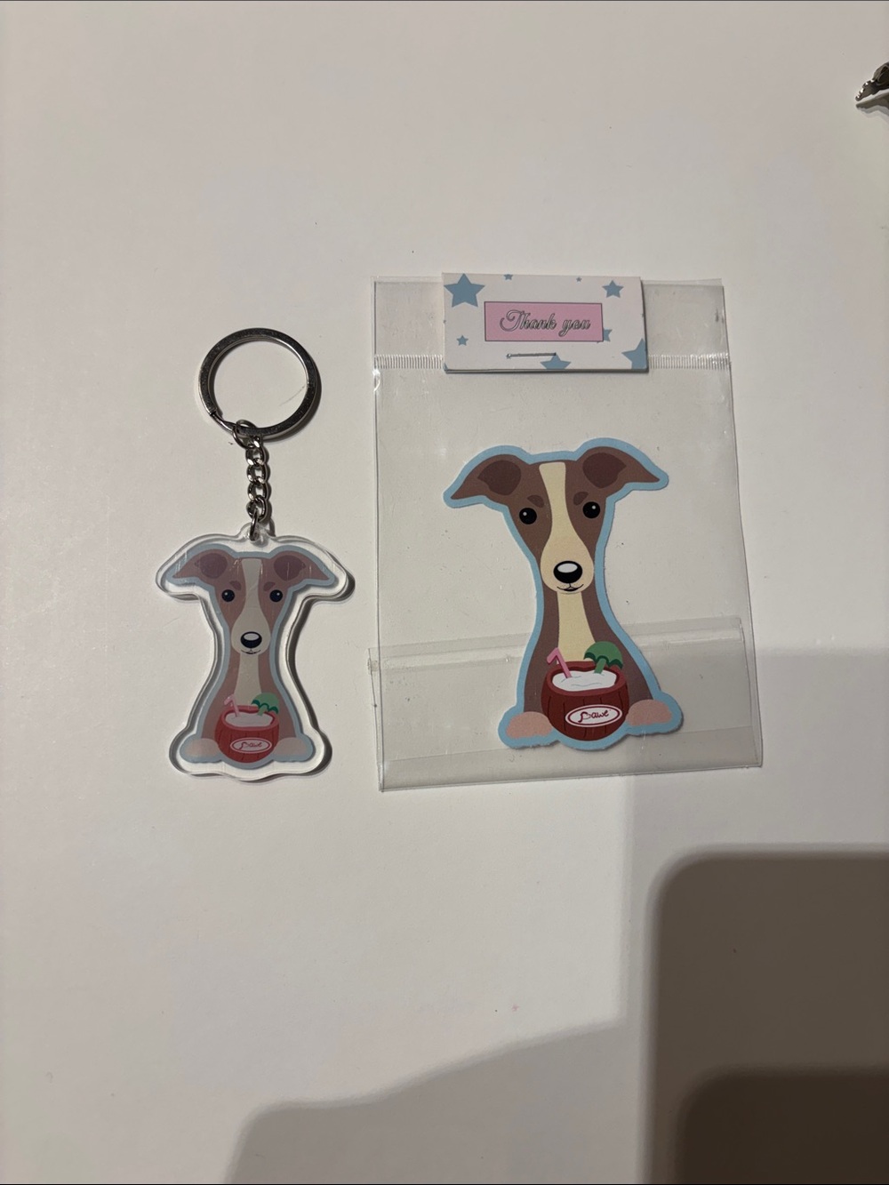 Italian Greyhound Keychain and Sticker Set